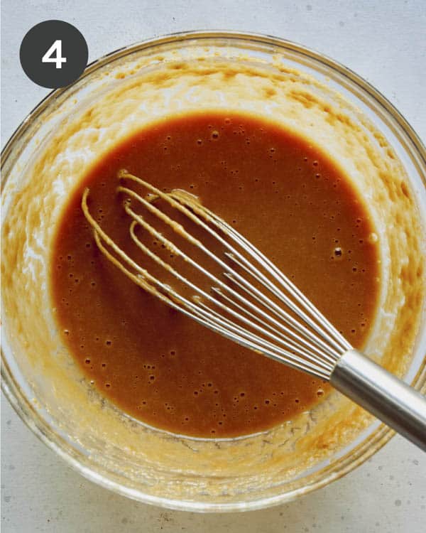Peanut sauce for a soba noodle recipe in a bowl.